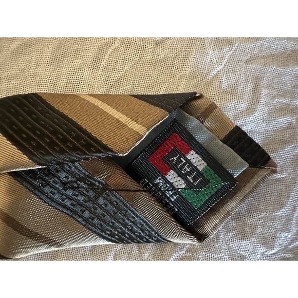 🌵4/$25 BERLIONI Italy Brown and Black Microfiber Necktie Business Career 60" - Picture 4 of 6